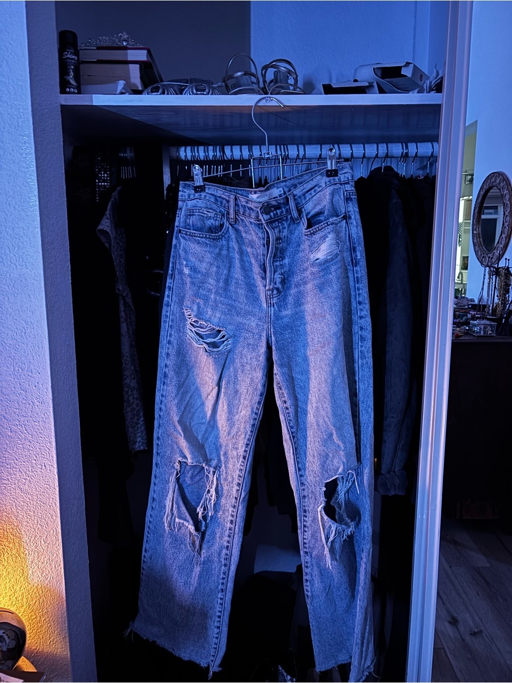 Distressed Light Blue Ripped Jeans